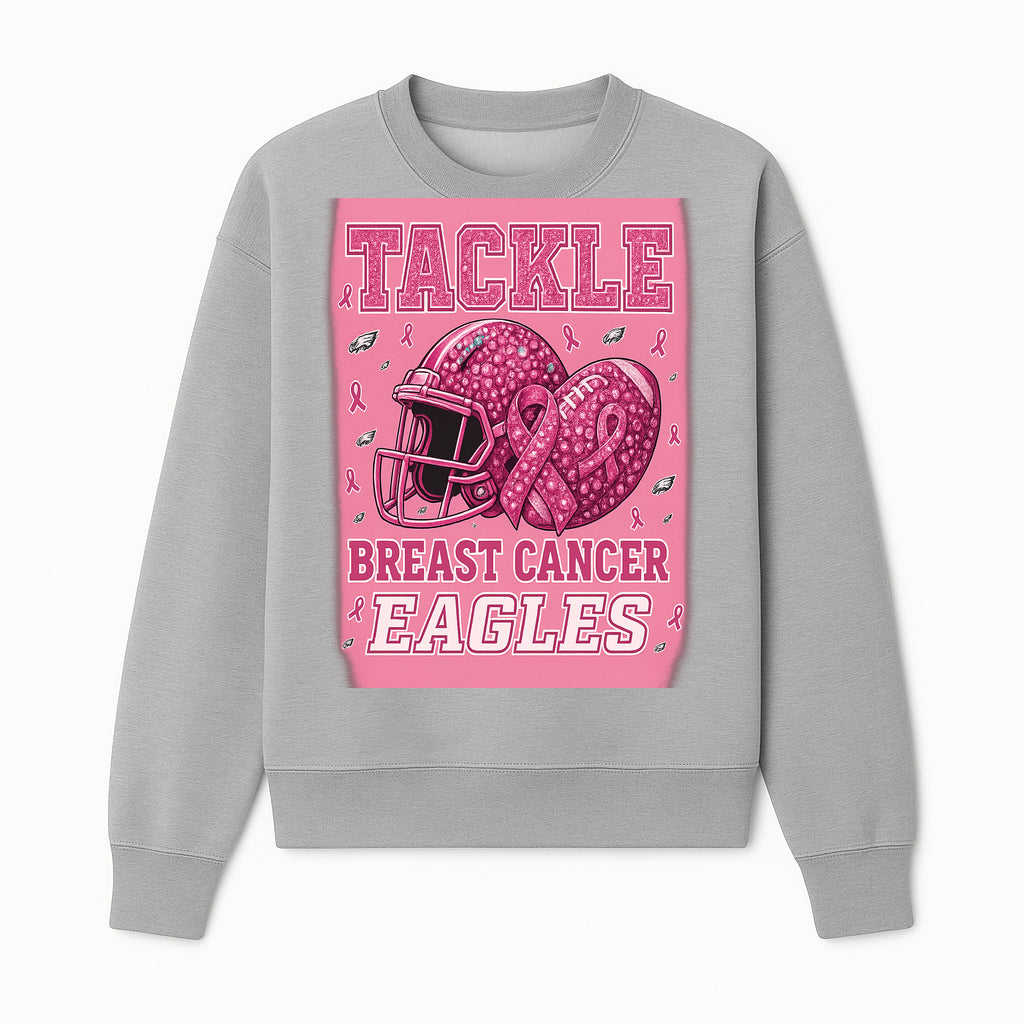 Breast Cancer Awareness Football Shirt - Tackle Cancer Eagles Pink Graphic Tee for Supporters and Fans - Sweatshirt 1758558753086.jpg