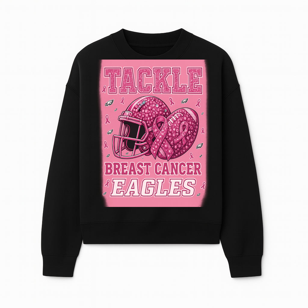 Breast Cancer Awareness Football Shirt - Tackle Cancer Eagles Pink Graphic Tee for Supporters and Fans - Sweatshirt 1758558753204.jpg