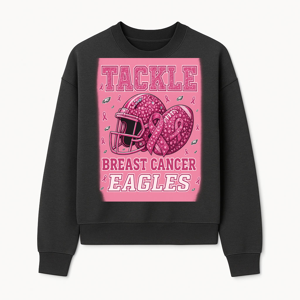 Breast Cancer Awareness Football Shirt - Tackle Cancer Eagles Pink Graphic Tee for Supporters and Fans - Sweatshirt 1758558753342.jpg