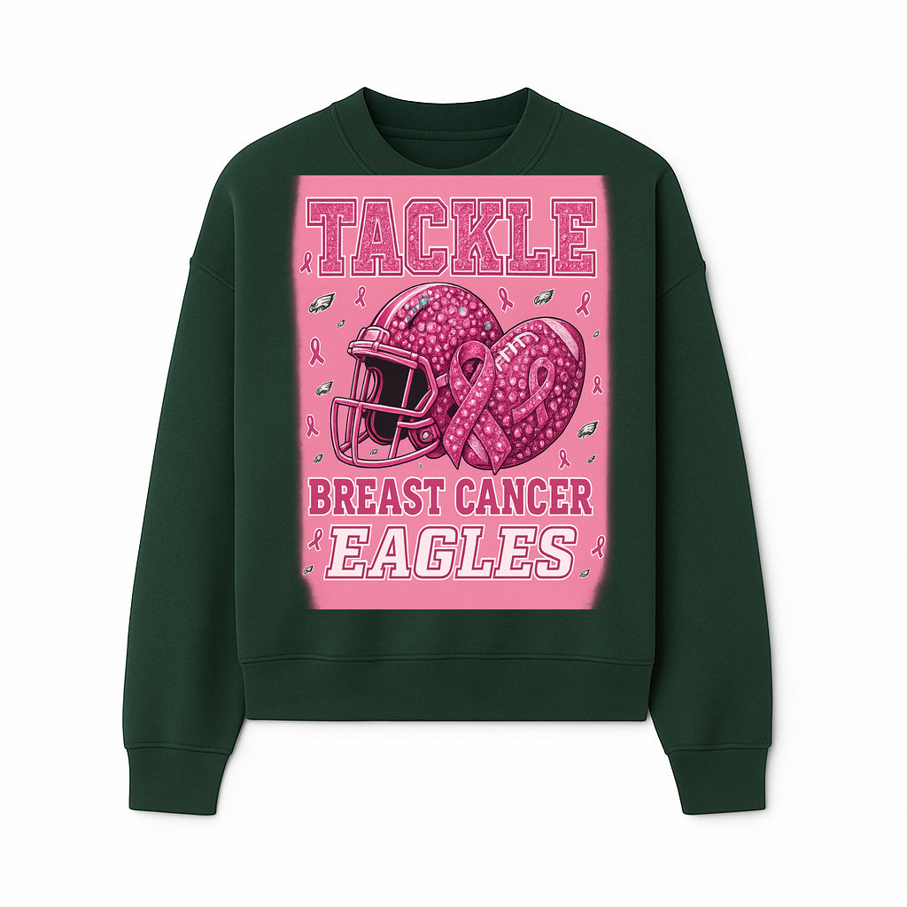 Breast Cancer Awareness Football Shirt - Tackle Cancer Eagles Pink Graphic Tee for Supporters and Fans - Sweatshirt 1758558753487.jpg