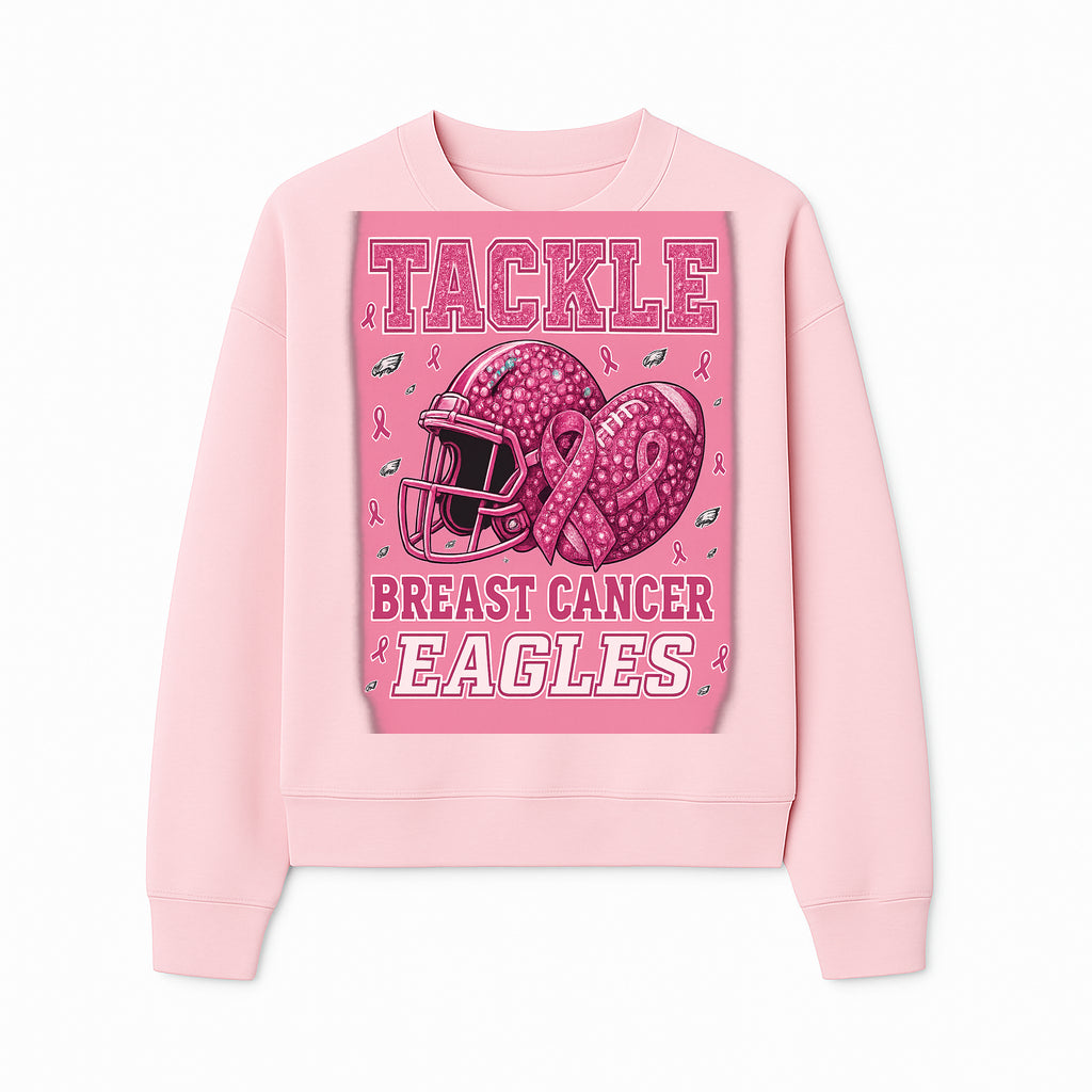 Breast Cancer Awareness Football Shirt - Tackle Cancer Eagles Pink Graphic Tee for Supporters and Fans - Sweatshirt 1758558753871.jpg