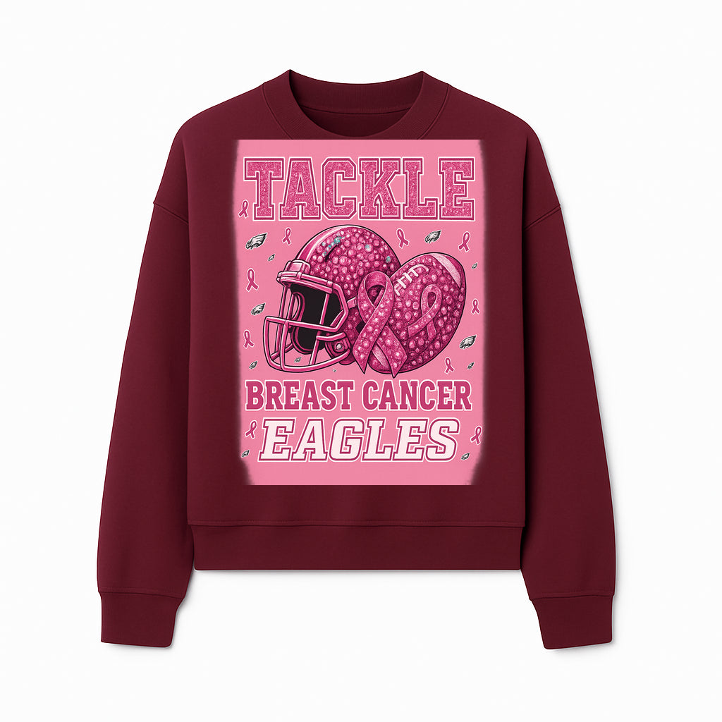 Breast Cancer Awareness Football Shirt - Tackle Cancer Eagles Pink Graphic Tee for Supporters and Fans - Sweatshirt 1758558754010.jpg