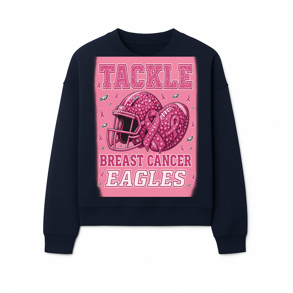 Breast Cancer Awareness Football Shirt - Tackle Cancer Eagles Pink Graphic Tee for Supporters and Fans - Sweatshirt 1758558754139.jpg