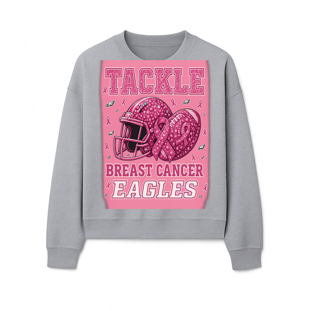 Breast Cancer Awareness Football Shirt - Tackle Cancer Eagles Pink Graphic Tee for Supporters and Fans - Sweatshirt 1758558754430.jpg