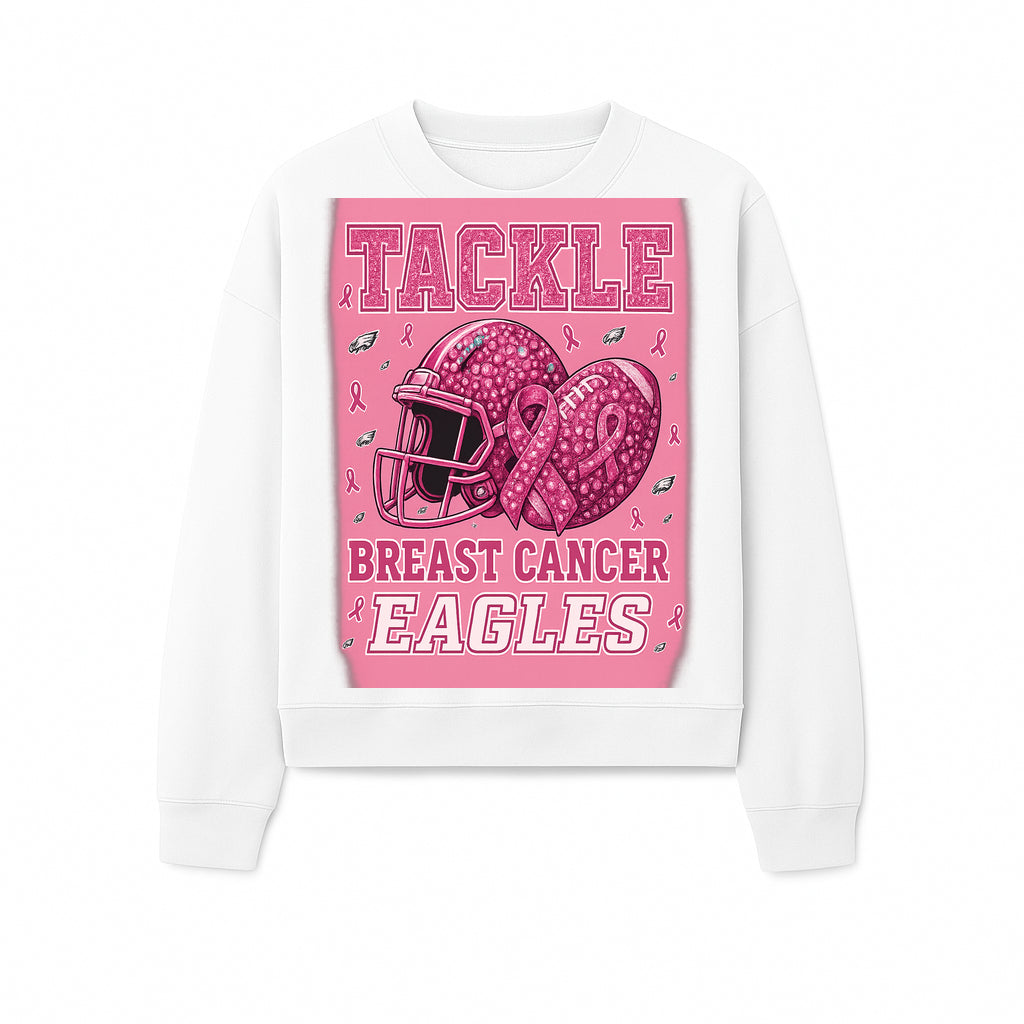 Breast Cancer Awareness Football Shirt - Tackle Cancer Eagles Pink Graphic Tee for Supporters and Fans - Sweatshirt 1758558754566.jpg
