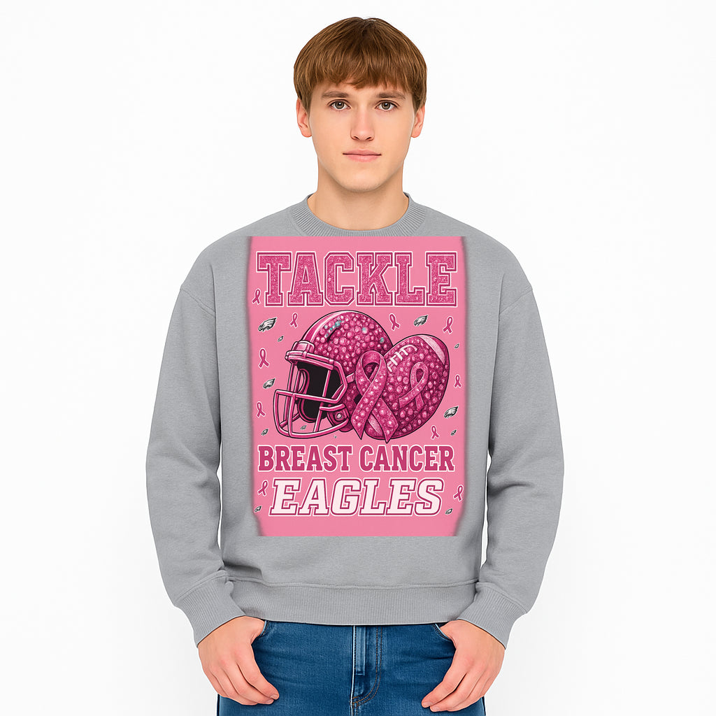 Breast Cancer Awareness Football Shirt - Tackle Cancer Eagles Pink Graphic Tee for Supporters and Fans - Sweatshirt 1758558755688.jpg