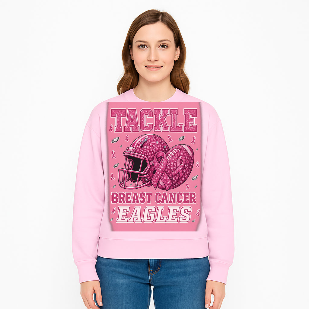 Breast Cancer Awareness Football Shirt - Tackle Cancer Eagles Pink Graphic Tee for Supporters and Fans - Sweatshirt 1758558755811.jpg