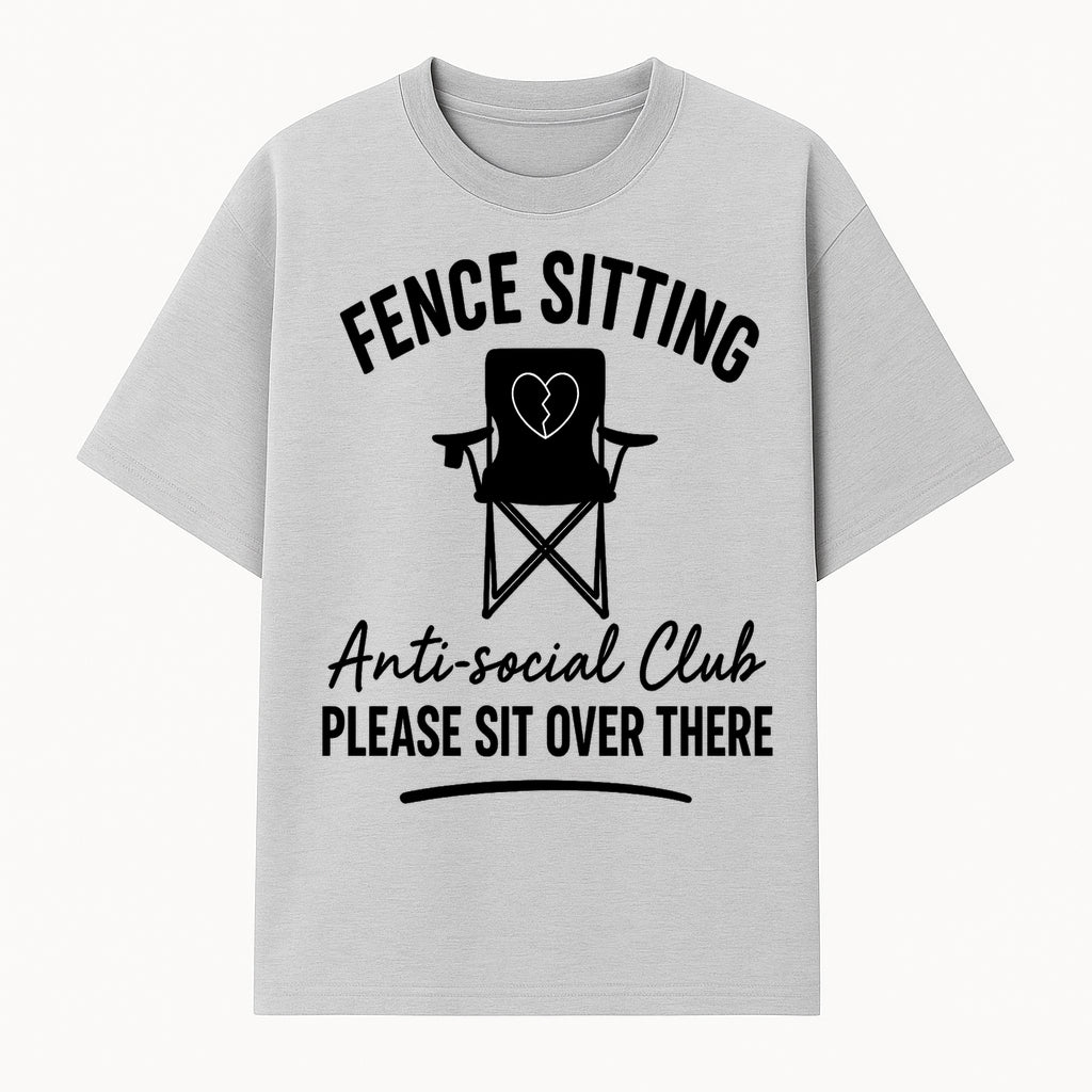 Anti-Social Club Fence Sitting Chair Art Print - Humor Home Decor for Introverts - Please Sit Over There - T-shirt 1758558758623.jpg