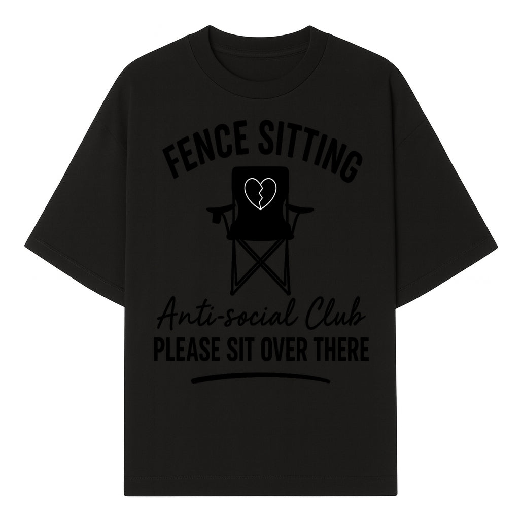 Anti-Social Club Fence Sitting Chair Art Print - Humor Home Decor for Introverts - Please Sit Over There - T-shirt 1758558758782.jpg