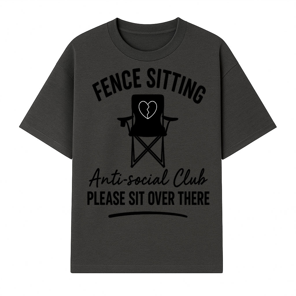 Anti-Social Club Fence Sitting Chair Art Print - Humor Home Decor for Introverts - Please Sit Over There - T-shirt 1758558758903.jpg