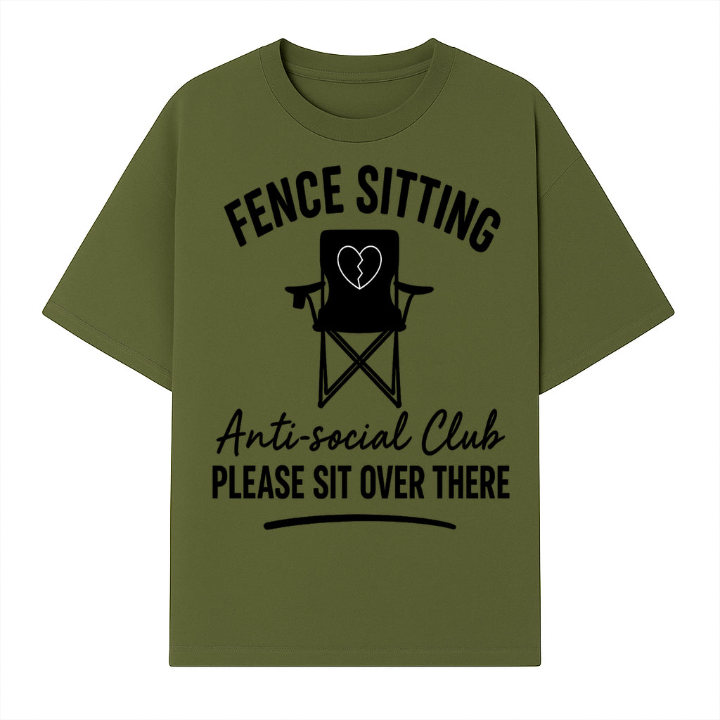 Anti-Social Club Fence Sitting Chair Art Print - Humor Home Decor for Introverts - Please Sit Over There - T-shirt 1758558759048.jpg