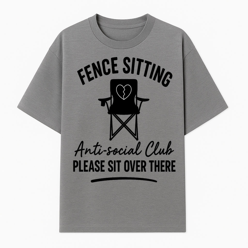 Anti-Social Club Fence Sitting Chair Art Print - Humor Home Decor for Introverts - Please Sit Over There - T-shirt 1758558759167.jpg