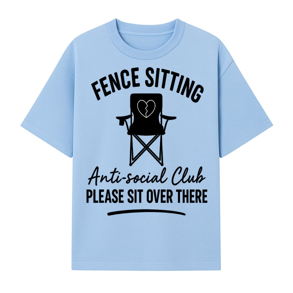 Anti-Social Club Fence Sitting Chair Art Print - Humor Home Decor for Introverts - Please Sit Over There - T-shirt 1758558759301.jpg