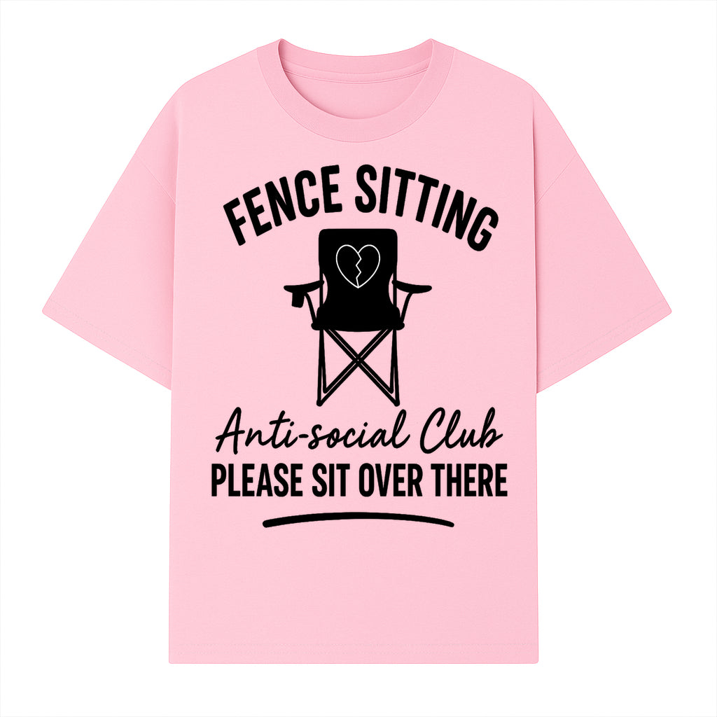 Anti-Social Club Fence Sitting Chair Art Print - Humor Home Decor for Introverts - Please Sit Over There - T-shirt 1758558759415.jpg