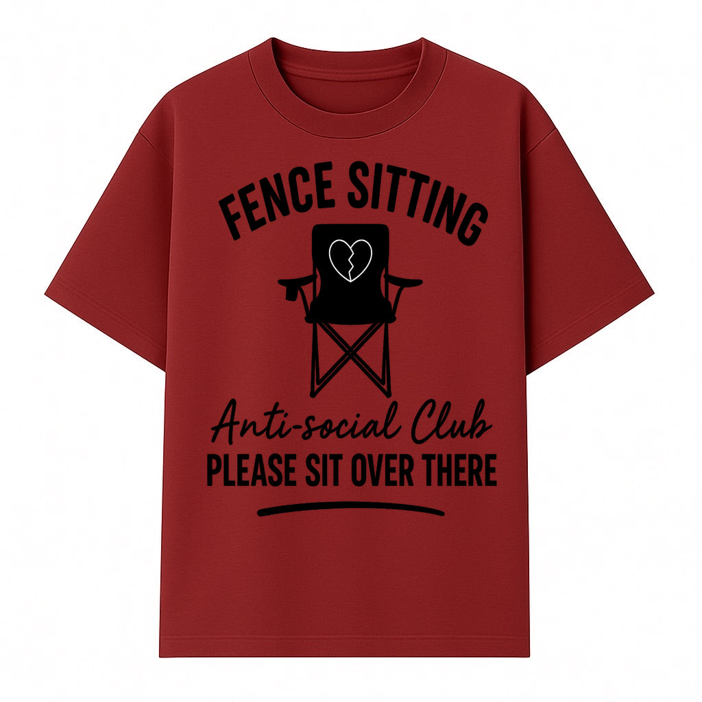 Anti-Social Club Fence Sitting Chair Art Print - Humor Home Decor for Introverts - Please Sit Over There - T-shirt 1758558759619.jpg