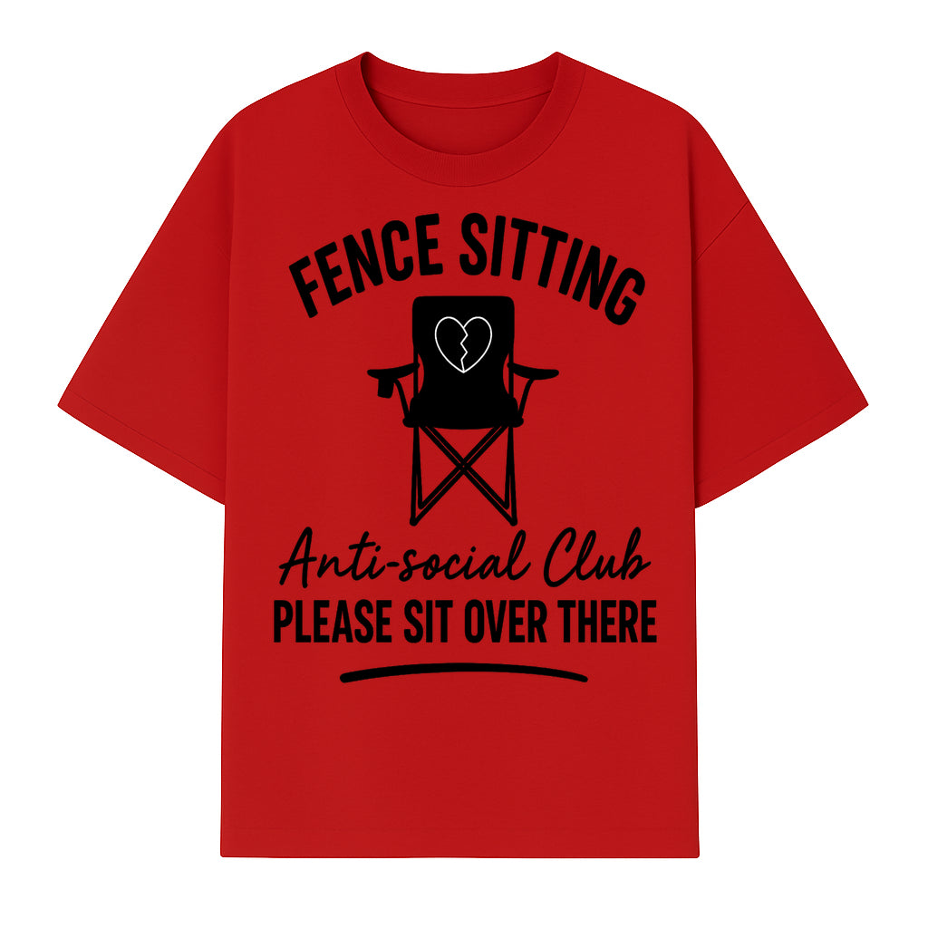 Anti-Social Club Fence Sitting Chair Art Print - Humor Home Decor for Introverts - Please Sit Over There - T-shirt 1758558759905.jpg
