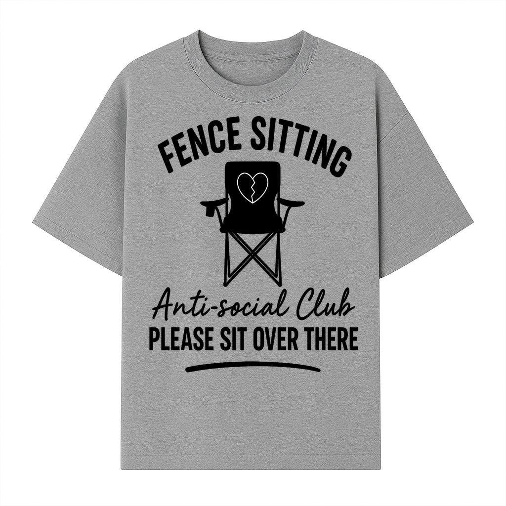 Anti-Social Club Fence Sitting Chair Art Print - Humor Home Decor for Introverts - Please Sit Over There - T-shirt 1758558760029.jpg