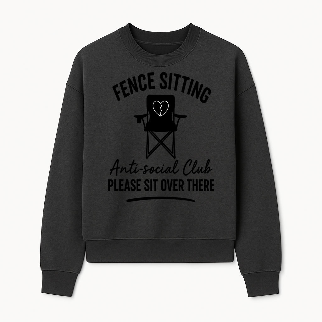 Anti-Social Club Fence Sitting Chair Art Print - Humor Home Decor for Introverts - Please Sit Over There - Sweatshirt 1758558761806.jpg