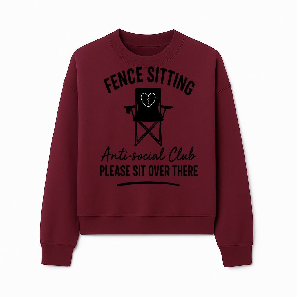 Anti-Social Club Fence Sitting Chair Art Print - Humor Home Decor for Introverts - Please Sit Over There - Sweatshirt 1758558762551.jpg