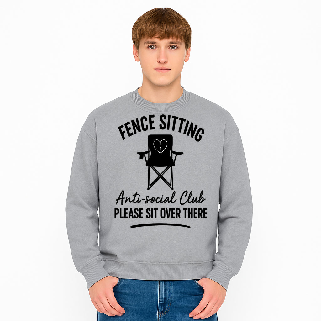 Anti-Social Club Fence Sitting Chair Art Print - Humor Home Decor for Introverts - Please Sit Over There - Sweatshirt 1758558764256.jpg