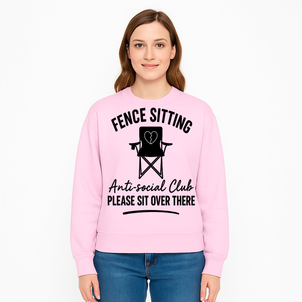 Anti-Social Club Fence Sitting Chair Art Print - Humor Home Decor for Introverts - Please Sit Over There - Sweatshirt 1758558764360.jpg