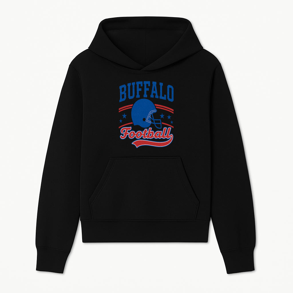 Buffalo Football Vintage Graphic T-Shirt | Football Helmet Design | Sports Apparel for Fans | Unisex Casual Wear - Hoodie 1758559968585.jpg