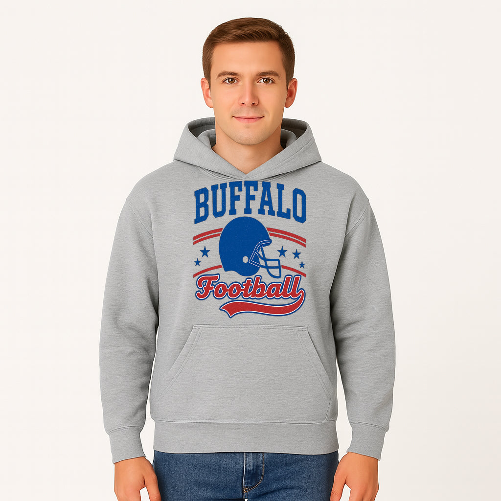 Buffalo Football Vintage Graphic T-Shirt | Football Helmet Design | Sports Apparel for Fans | Unisex Casual Wear - Hoodie 1758559971012.jpg