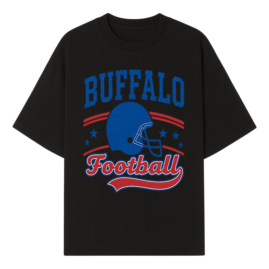 Buffalo Football Vintage Graphic T-Shirt | Football Helmet Design | Sports Apparel for Fans | Unisex Casual Wear - T-shirt 1758559971408.jpg