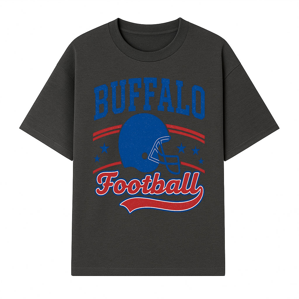 Buffalo Football Vintage Graphic T-Shirt | Football Helmet Design | Sports Apparel for Fans | Unisex Casual Wear - T-shirt 1758559971545.jpg