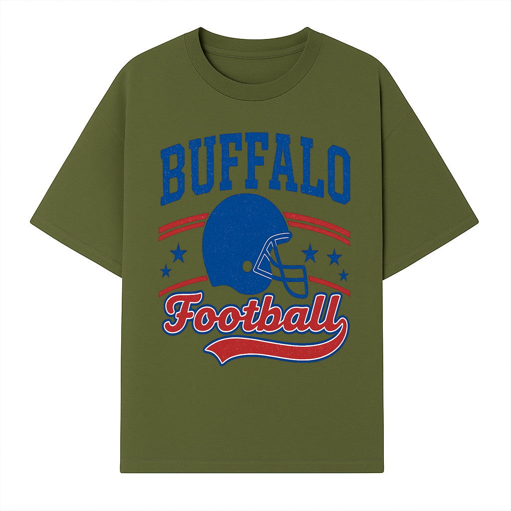 Buffalo Football Vintage Graphic T-Shirt | Football Helmet Design | Sports Apparel for Fans | Unisex Casual Wear - T-shirt 1758559971687.jpg