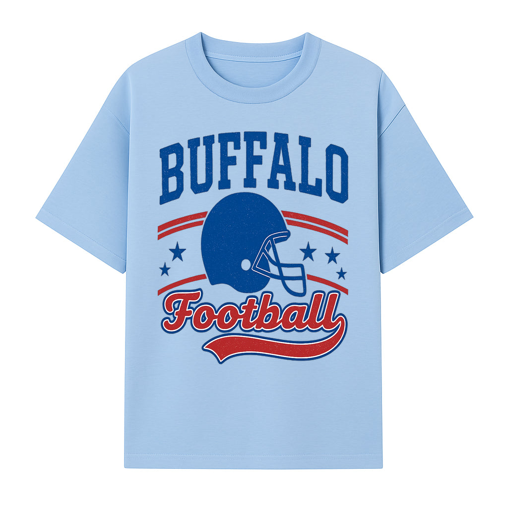 Buffalo Football Vintage Graphic T-Shirt | Football Helmet Design | Sports Apparel for Fans | Unisex Casual Wear - T-shirt 1758559971921.jpg