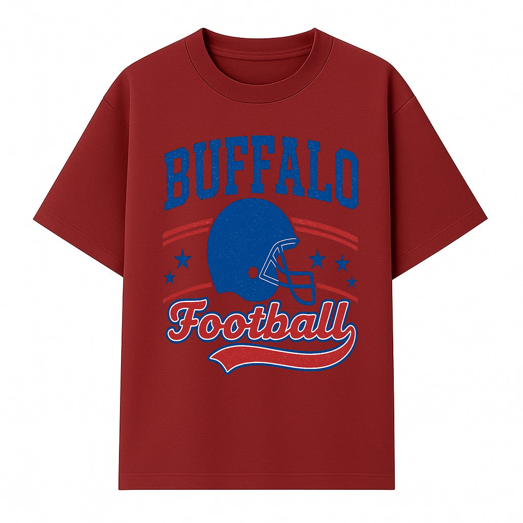 Buffalo Football Vintage Graphic T-Shirt | Football Helmet Design | Sports Apparel for Fans | Unisex Casual Wear - T-shirt 1758559972160.jpg
