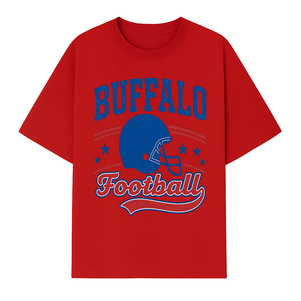 Buffalo Football Vintage Graphic T-Shirt | Football Helmet Design | Sports Apparel for Fans | Unisex Casual Wear - T-shirt 1758559972402.jpg