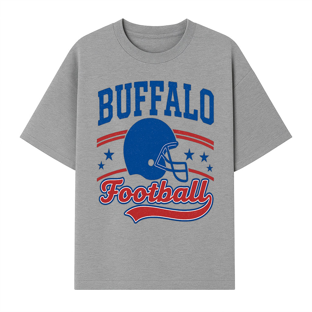 Buffalo Football Vintage Graphic T-Shirt | Football Helmet Design | Sports Apparel for Fans | Unisex Casual Wear - T-shirt 1758559972512.jpg