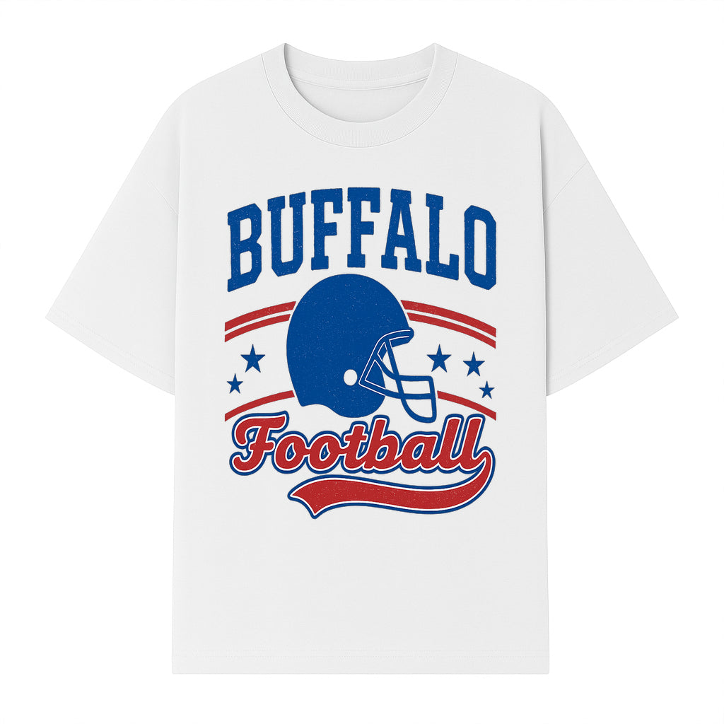Buffalo Football Vintage Graphic T-Shirt | Football Helmet Design | Sports Apparel for Fans | Unisex Casual Wear - T-shirt 1758559972650.jpg