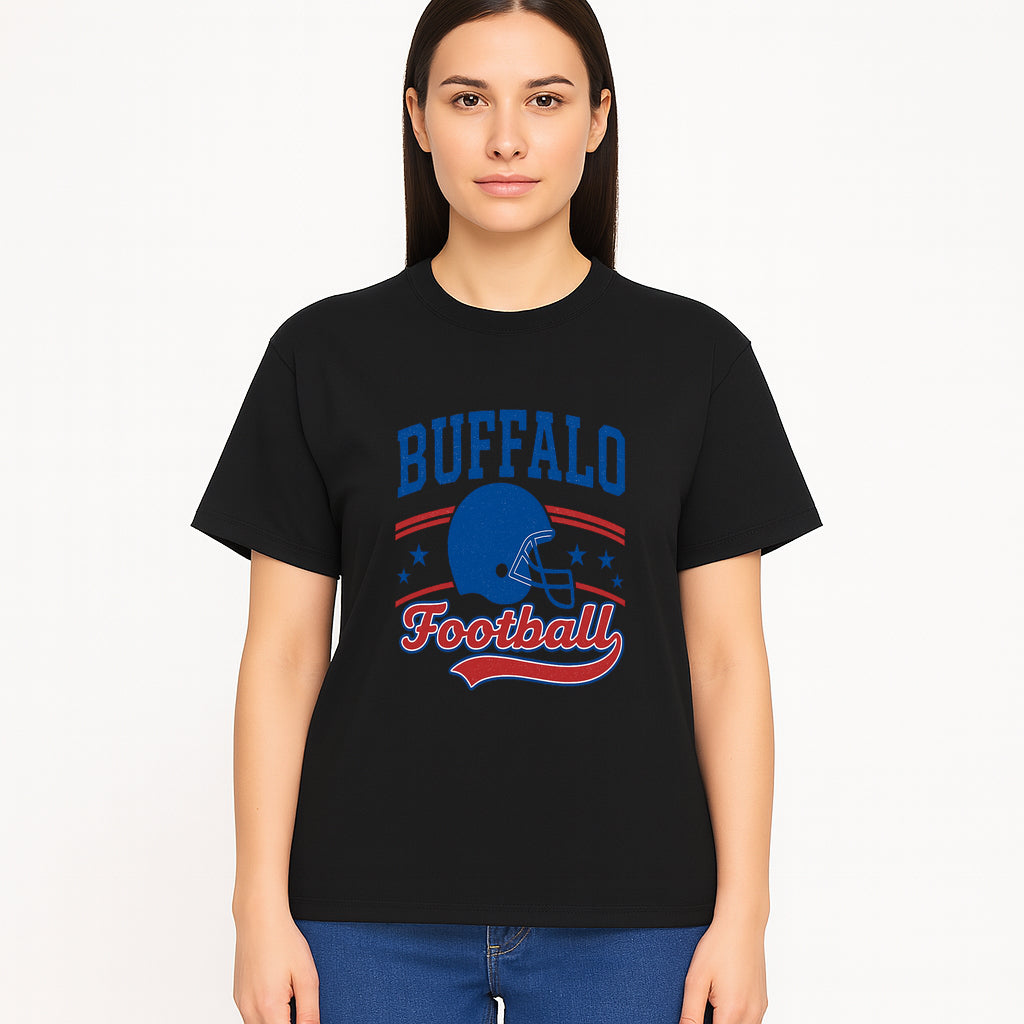Buffalo Football Vintage Graphic T-Shirt | Football Helmet Design | Sports Apparel for Fans | Unisex Casual Wear - T-shirt 1758559973900.jpg
