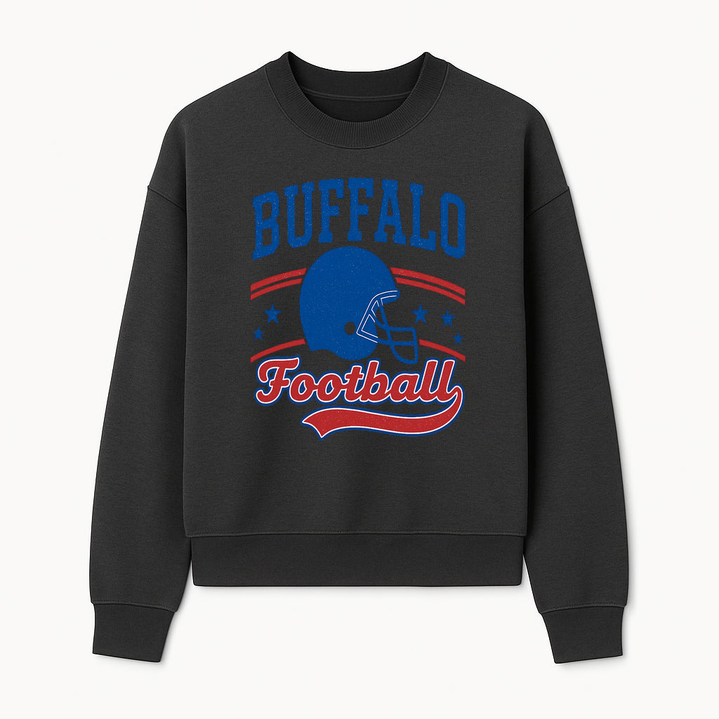 Buffalo Football Vintage Graphic T-Shirt | Football Helmet Design | Sports Apparel for Fans | Unisex Casual Wear - Sweatshirt 1758559974253.jpg