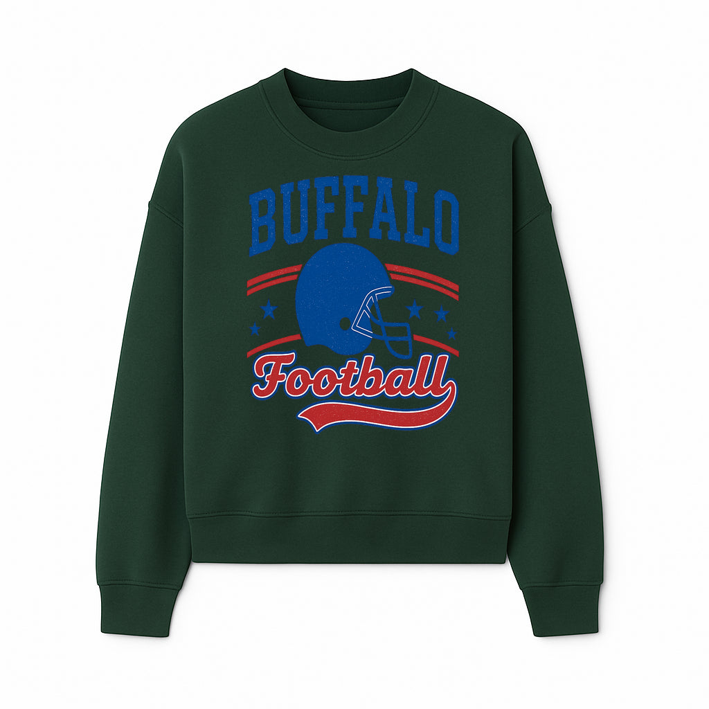 Buffalo Football Vintage Graphic T-Shirt | Football Helmet Design | Sports Apparel for Fans | Unisex Casual Wear - Sweatshirt 1758559974403.jpg