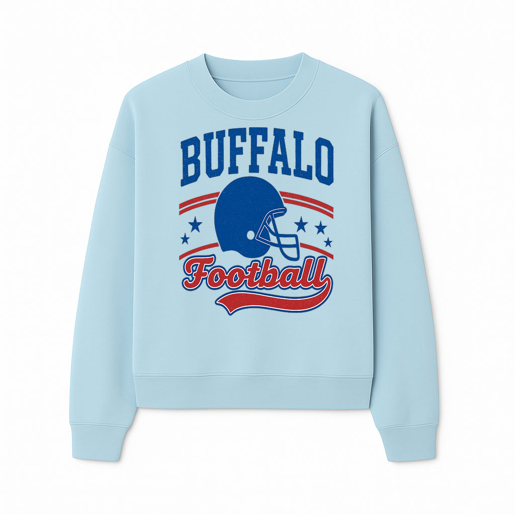 Buffalo Football Vintage Graphic T-Shirt | Football Helmet Design | Sports Apparel for Fans | Unisex Casual Wear - Sweatshirt 1758559974661.jpg