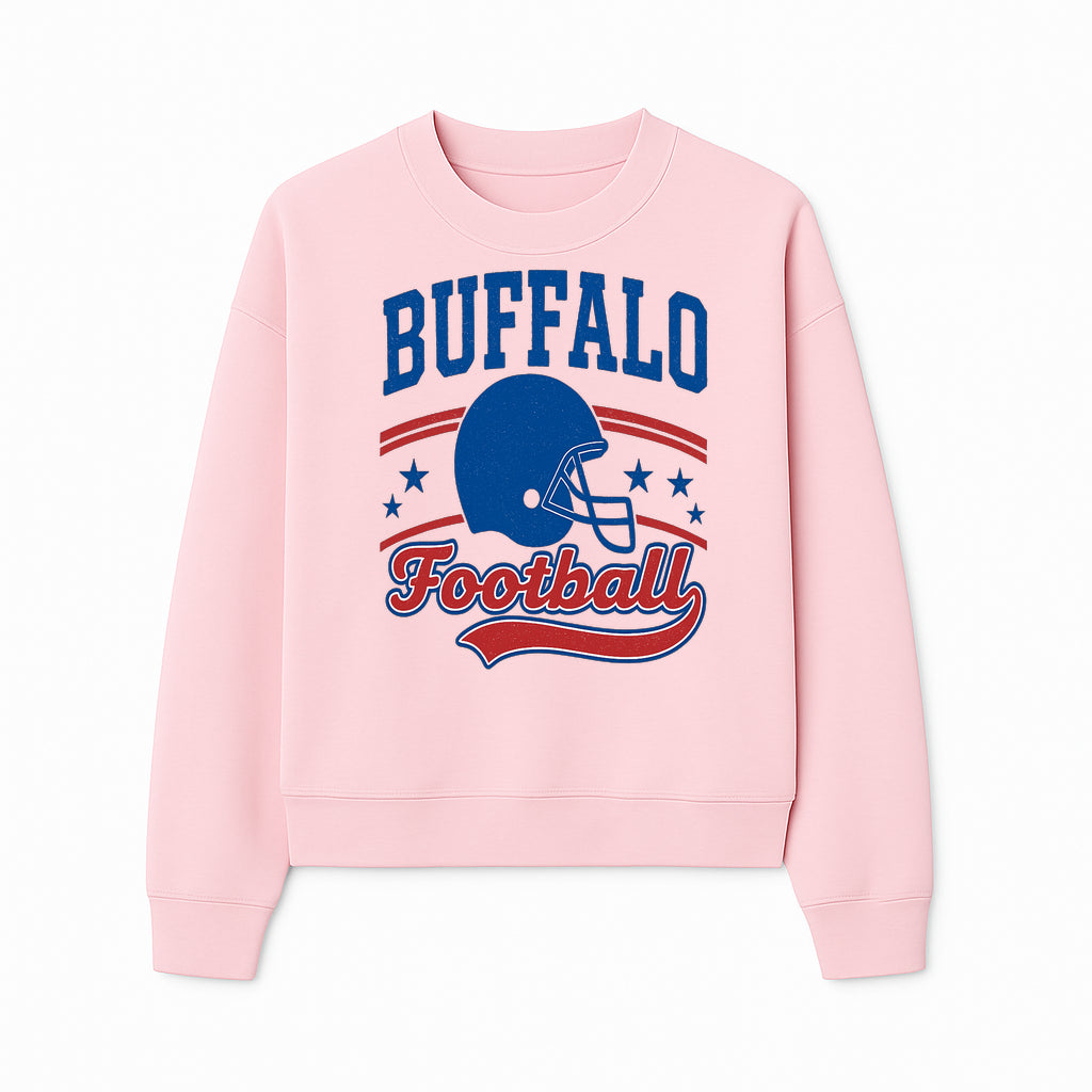 Buffalo Football Vintage Graphic T-Shirt | Football Helmet Design | Sports Apparel for Fans | Unisex Casual Wear - Sweatshirt 1758559974806.jpg