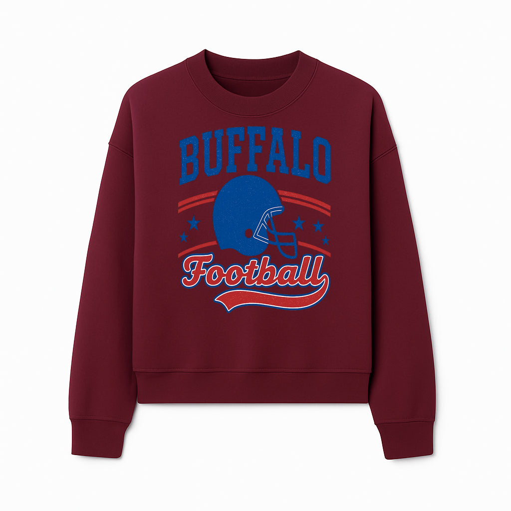 Buffalo Football Vintage Graphic T-Shirt | Football Helmet Design | Sports Apparel for Fans | Unisex Casual Wear - Sweatshirt 1758559974930.jpg