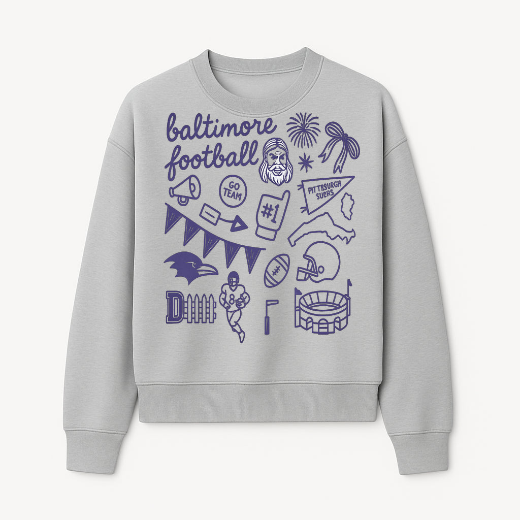 Baltimore Football Fan Decor Bundle - Ravens, Team Spirit, Game Day Elements, Sports Party Decorations, Pittsburgh Rivalry Theme - Sweatshirt 1758559974961.jpg