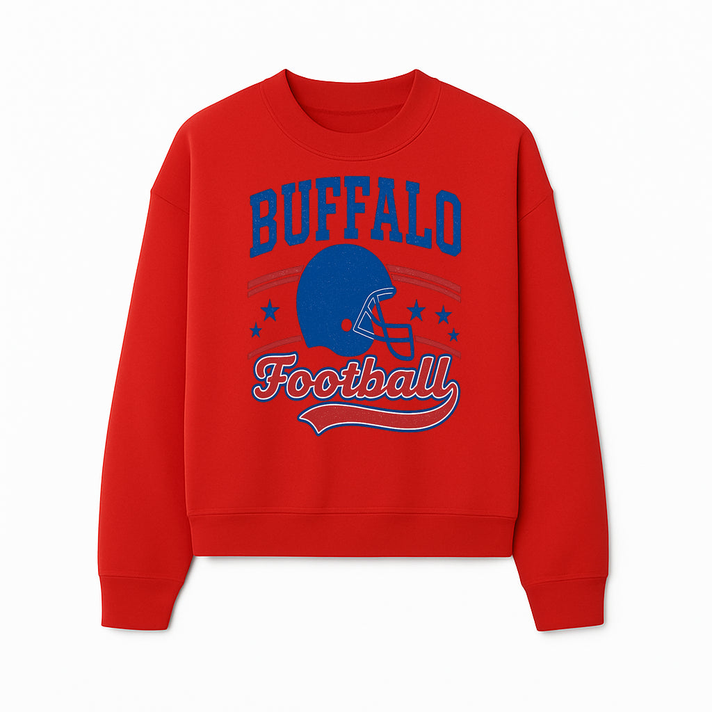 Buffalo Football Vintage Graphic T-Shirt | Football Helmet Design | Sports Apparel for Fans | Unisex Casual Wear - Sweatshirt 1758559975165.jpg