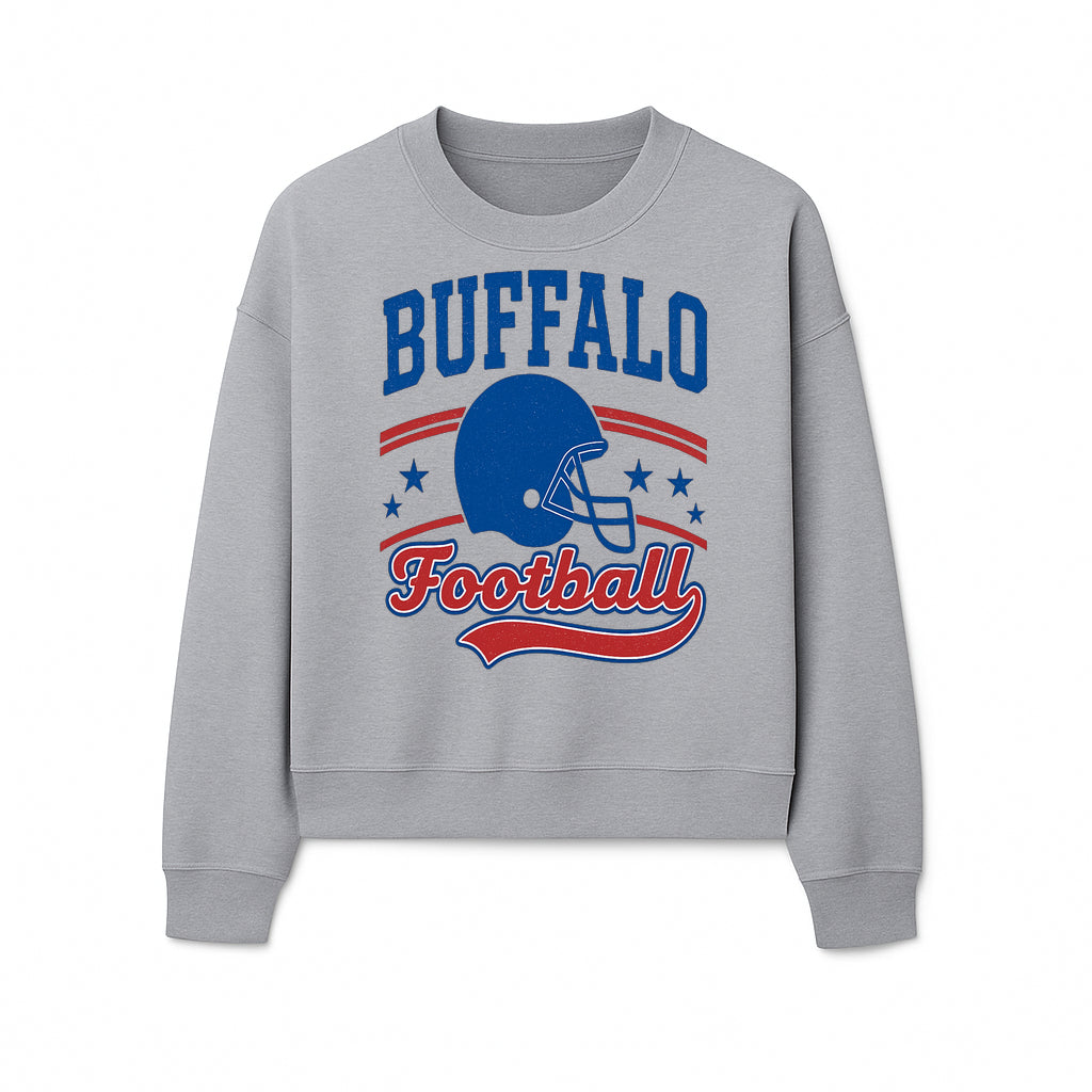 Buffalo Football Vintage Graphic T-Shirt | Football Helmet Design | Sports Apparel for Fans | Unisex Casual Wear - Sweatshirt 1758559975282.jpg