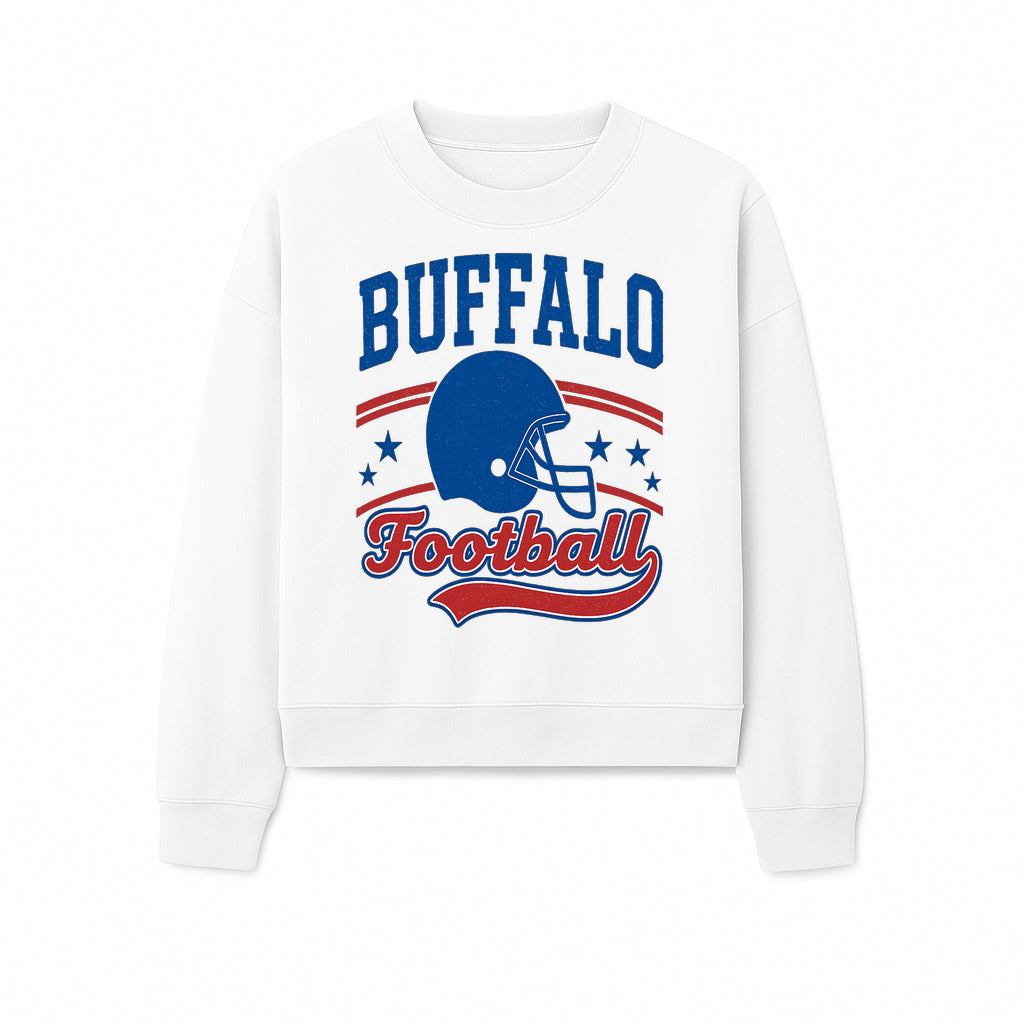 Buffalo Football Vintage Graphic T-Shirt | Football Helmet Design | Sports Apparel for Fans | Unisex Casual Wear - Sweatshirt 1758559975401.jpg