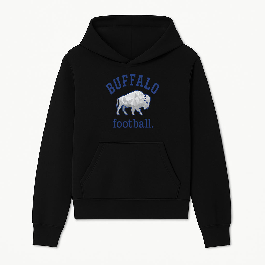 Buffalo Football Graphic T-Shirt, Geometric Bison Design, Sport Team Apparel, Casual Wear, Gift for Fans, Blue and White Themes - Hoodie 1758559975850.jpg
