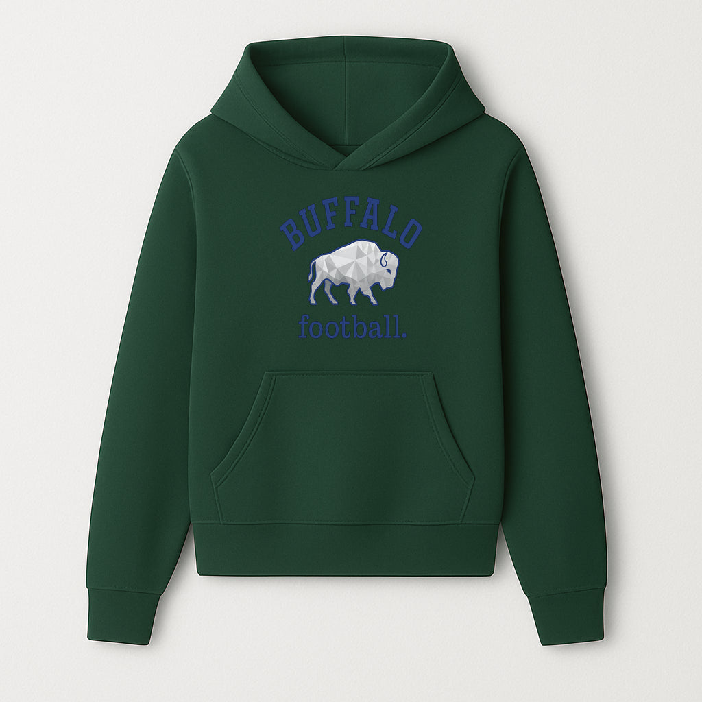 Buffalo Football Graphic T-Shirt, Geometric Bison Design, Sport Team Apparel, Casual Wear, Gift for Fans, Blue and White Themes - Hoodie 1758559976149.jpg