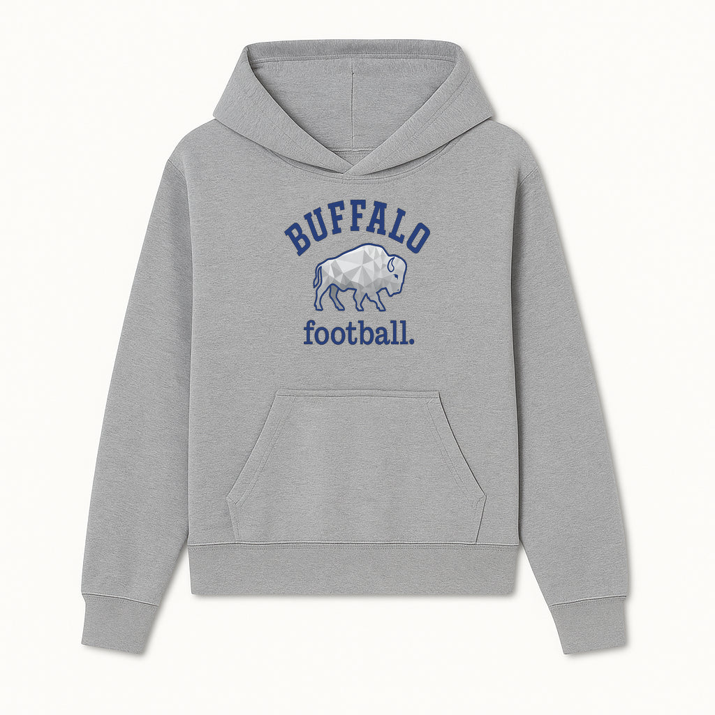 Buffalo Football Graphic T-Shirt, Geometric Bison Design, Sport Team Apparel, Casual Wear, Gift for Fans, Blue and White Themes - Hoodie 1758559976285.jpg
