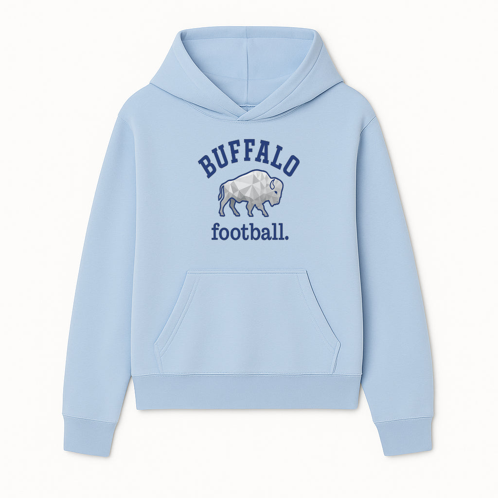 Buffalo Football Graphic T-Shirt, Geometric Bison Design, Sport Team Apparel, Casual Wear, Gift for Fans, Blue and White Themes - Hoodie 1758559976425.jpg