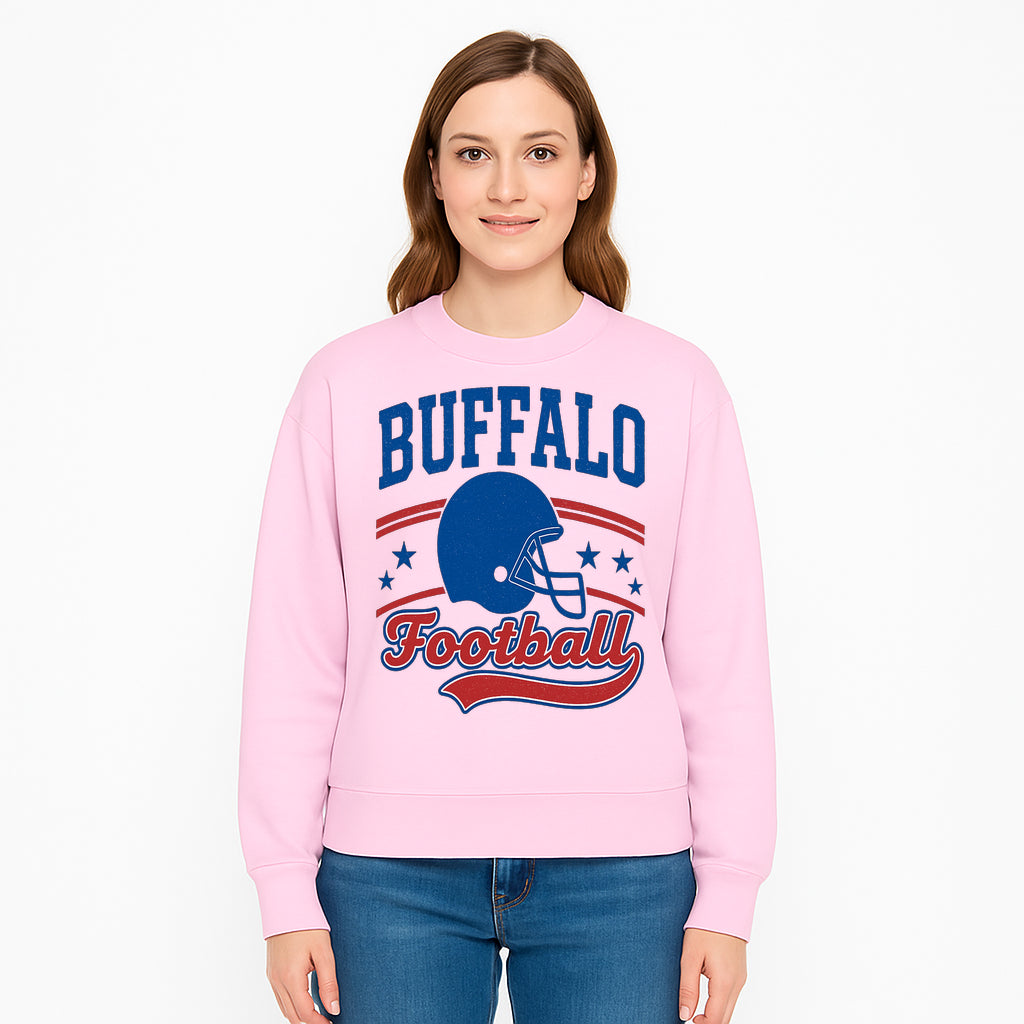 Buffalo Football Vintage Graphic T-Shirt | Football Helmet Design | Sports Apparel for Fans | Unisex Casual Wear - Sweatshirt 1758559976632.jpg